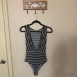 Striped body suit